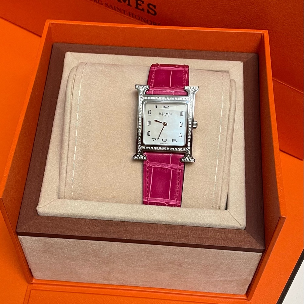 Hermès Pink Leather Watch
